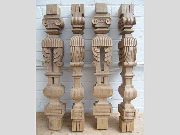 Bespoke carved oak balusters
