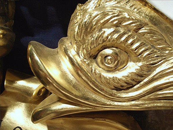 Carved and gilt heraldic dolphin (detail)