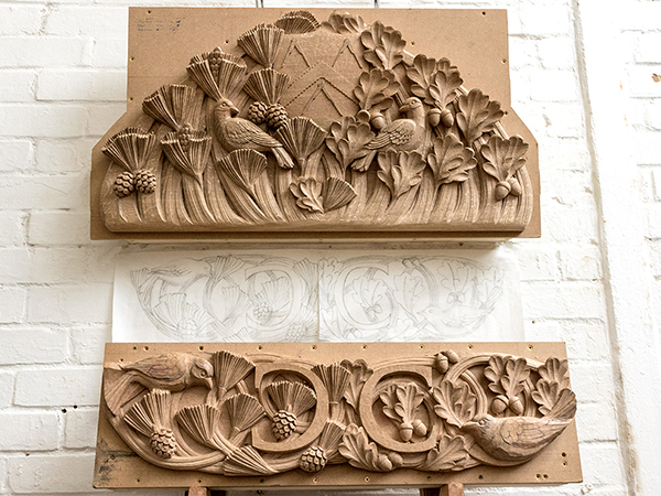 Bespoke carved panels in English Oak